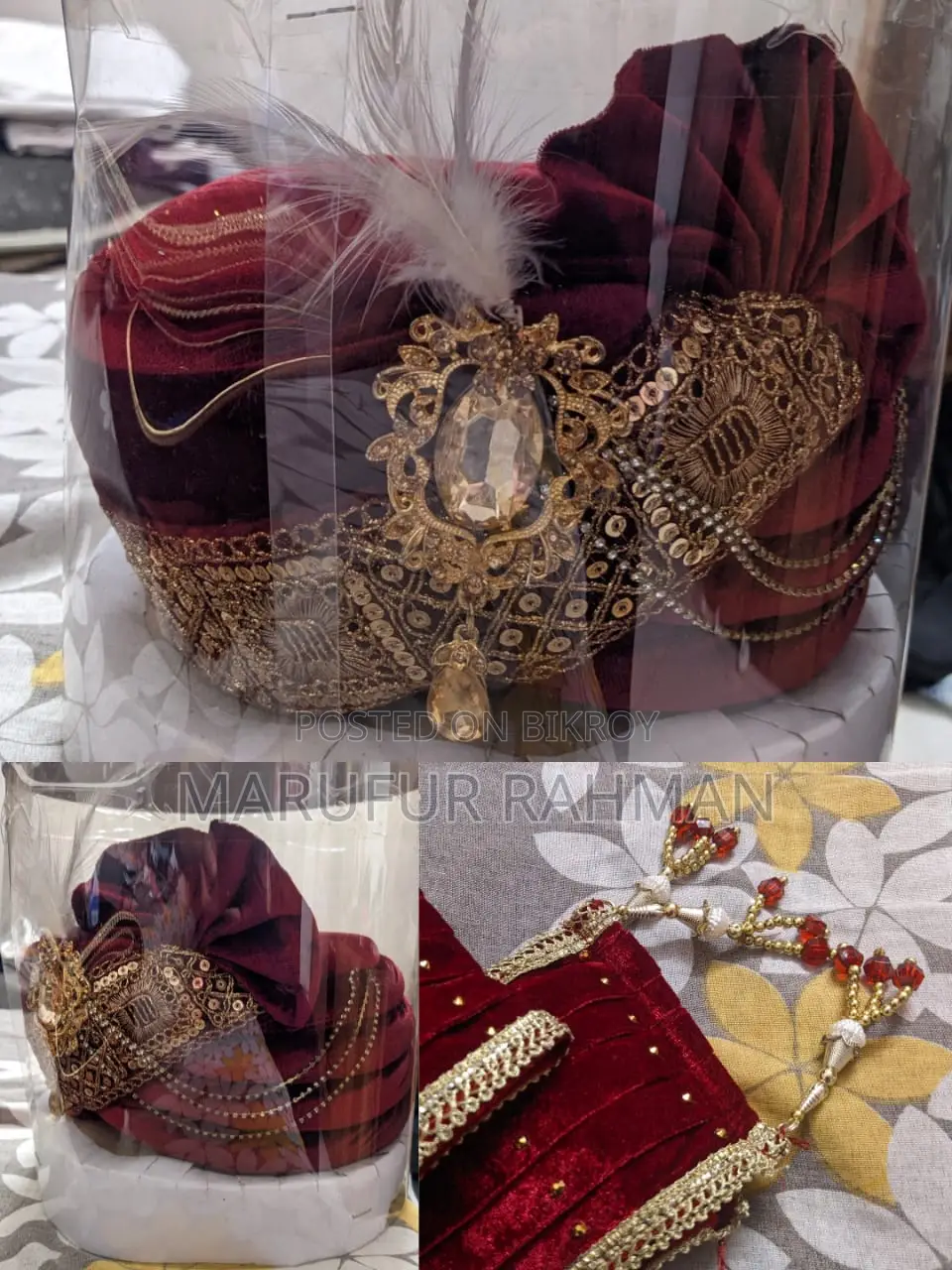 Royal Maroon Sherwani Suit Set 6 Pieces
