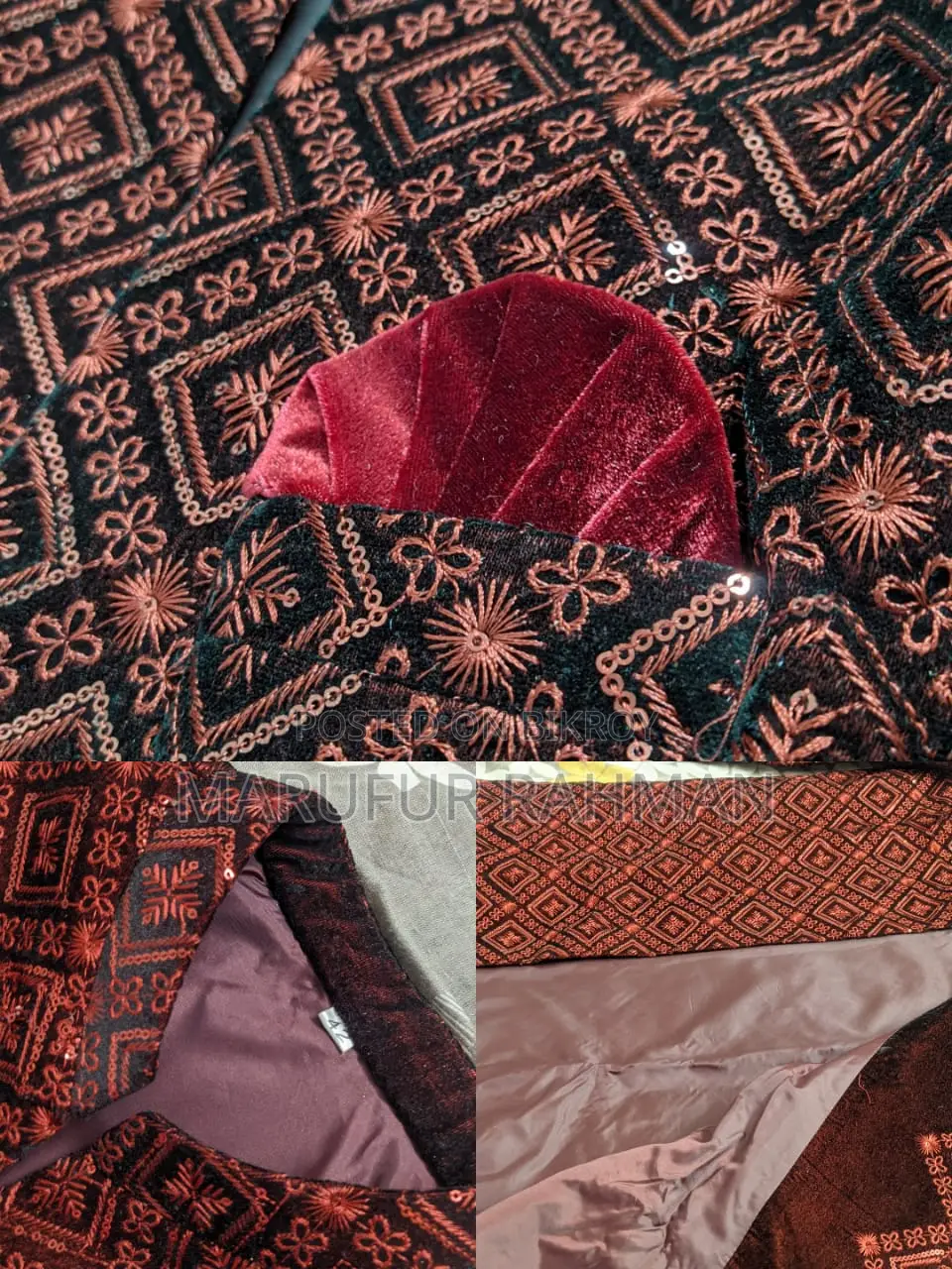 Royal Maroon Sherwani Suit Set 6 Pieces
