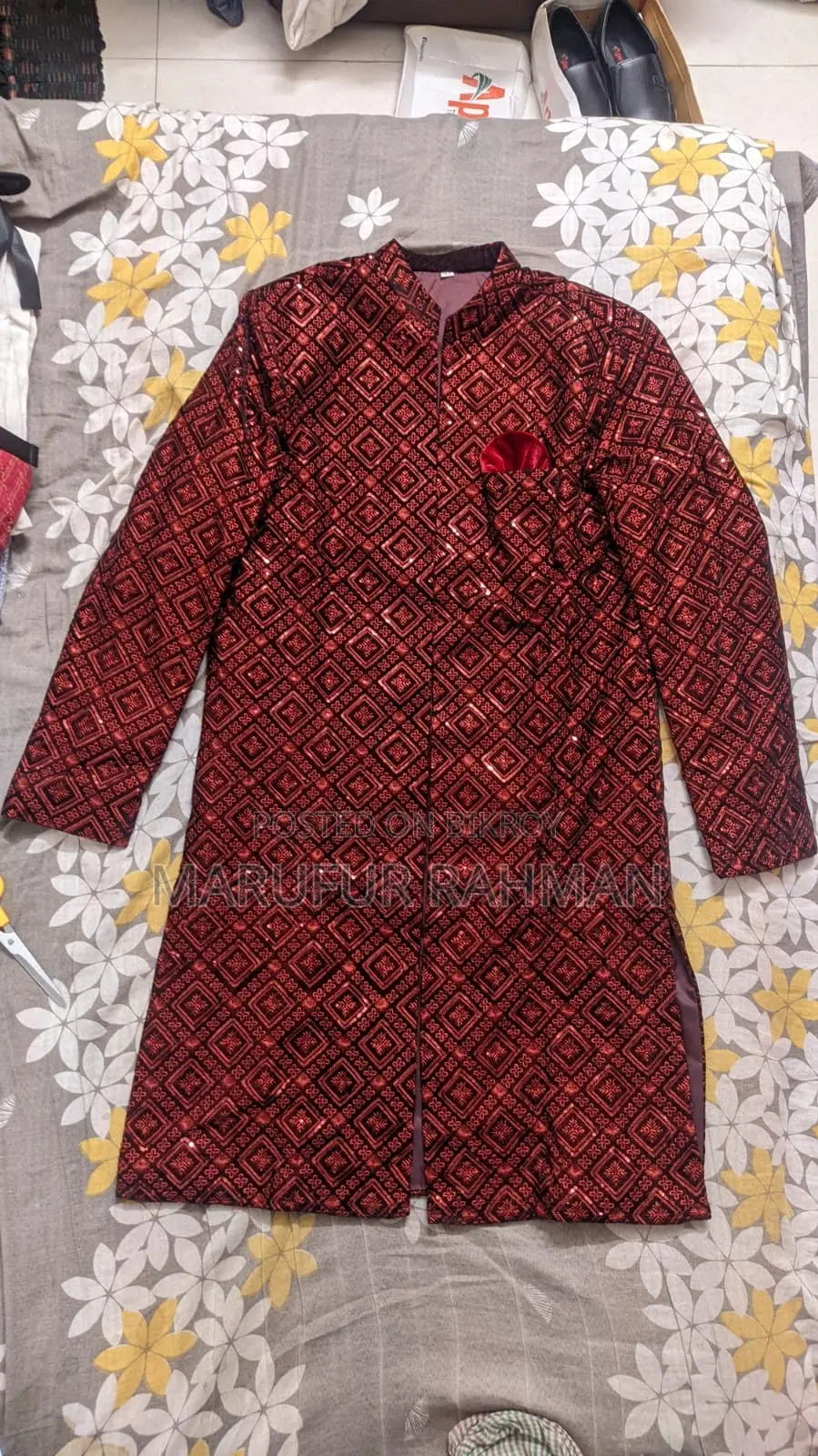 Royal Maroon Sherwani Suit Set 6 Pieces