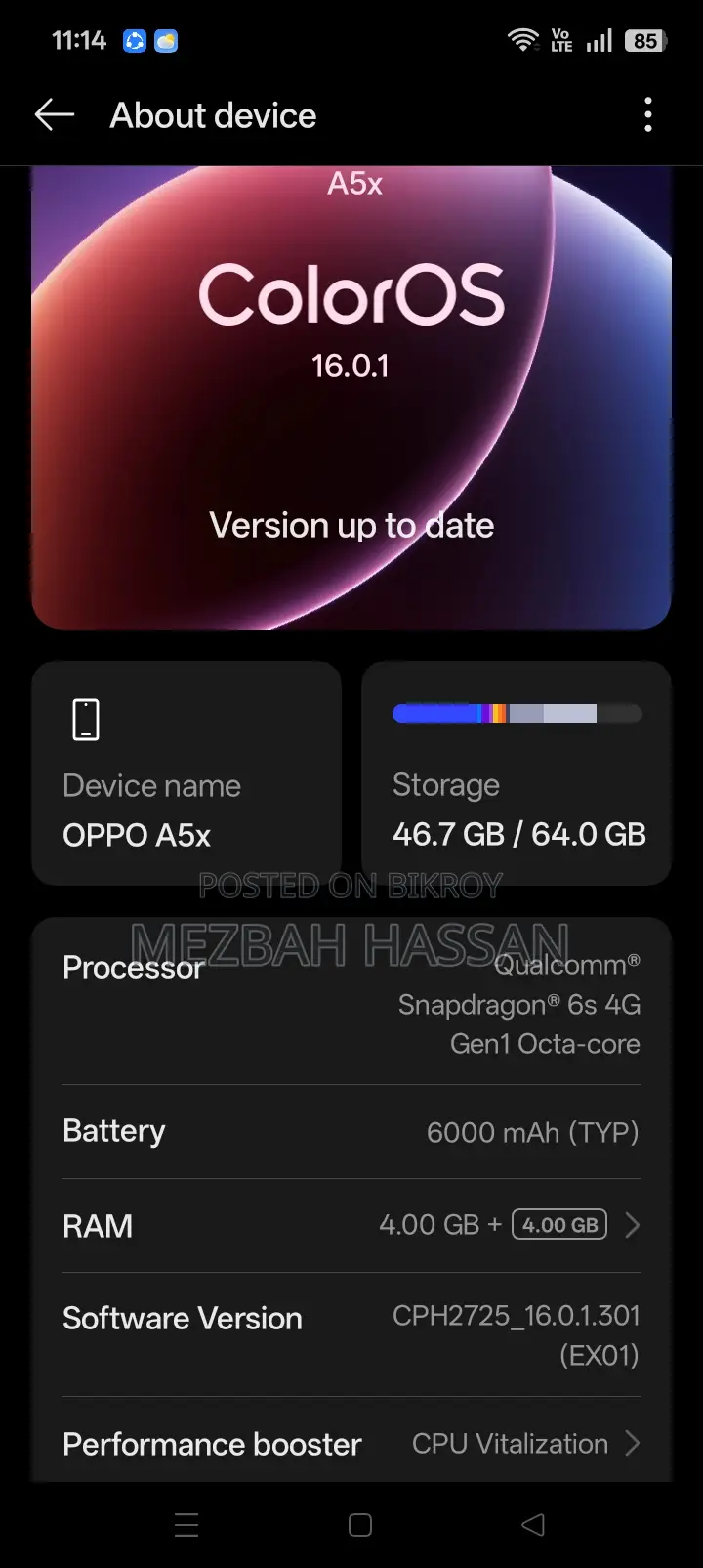 OPPO A5x 4/64 (Used)