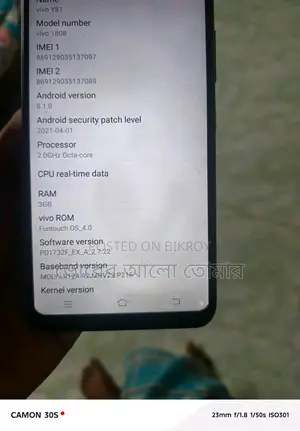 Vivo Y81 3+32 gp (Used)