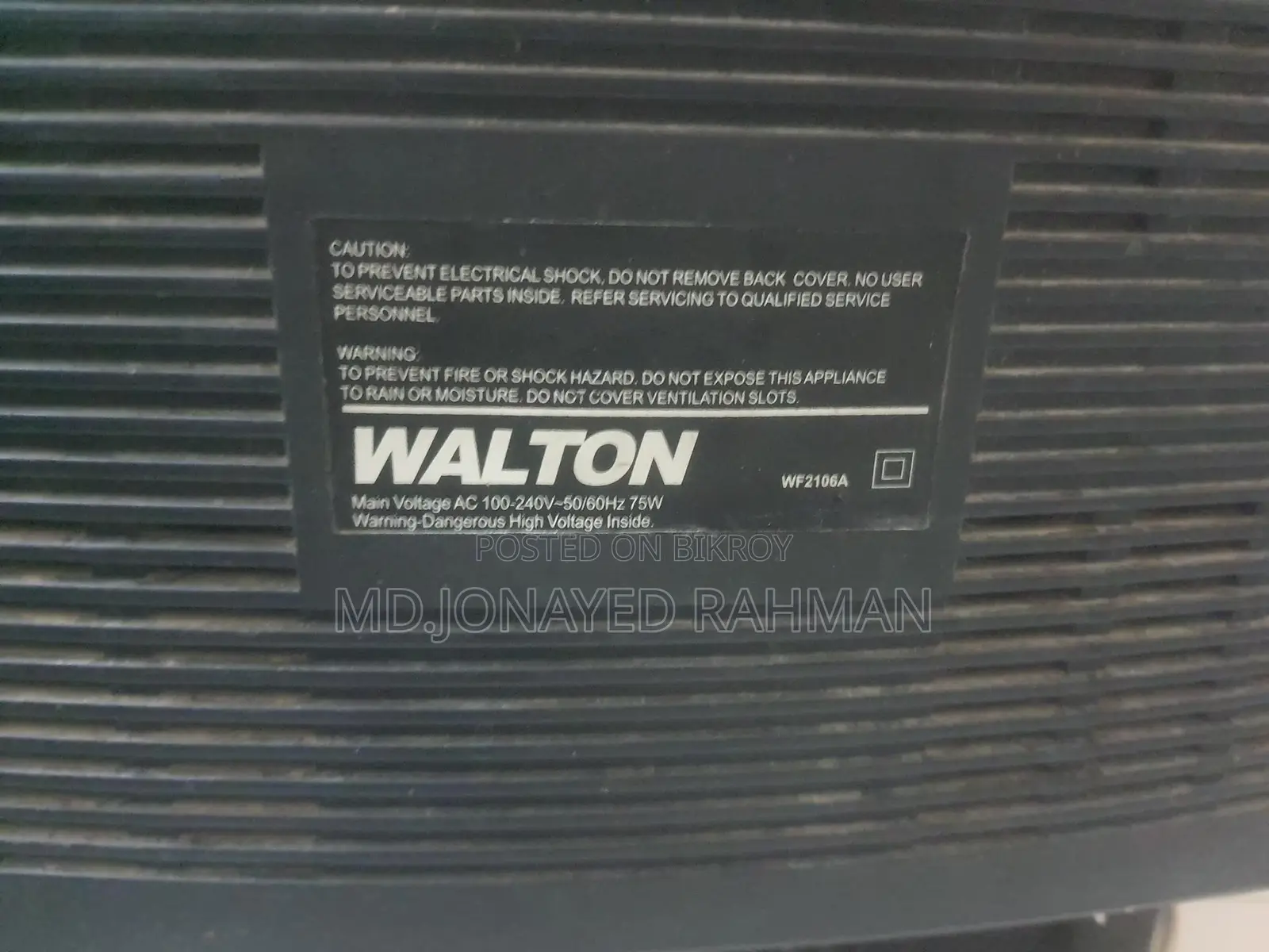 Walton Crt TV 21" Black Body. Lcd Display.