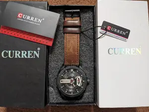 Curren 8301-Chocolate Leather Analog Watch for Men