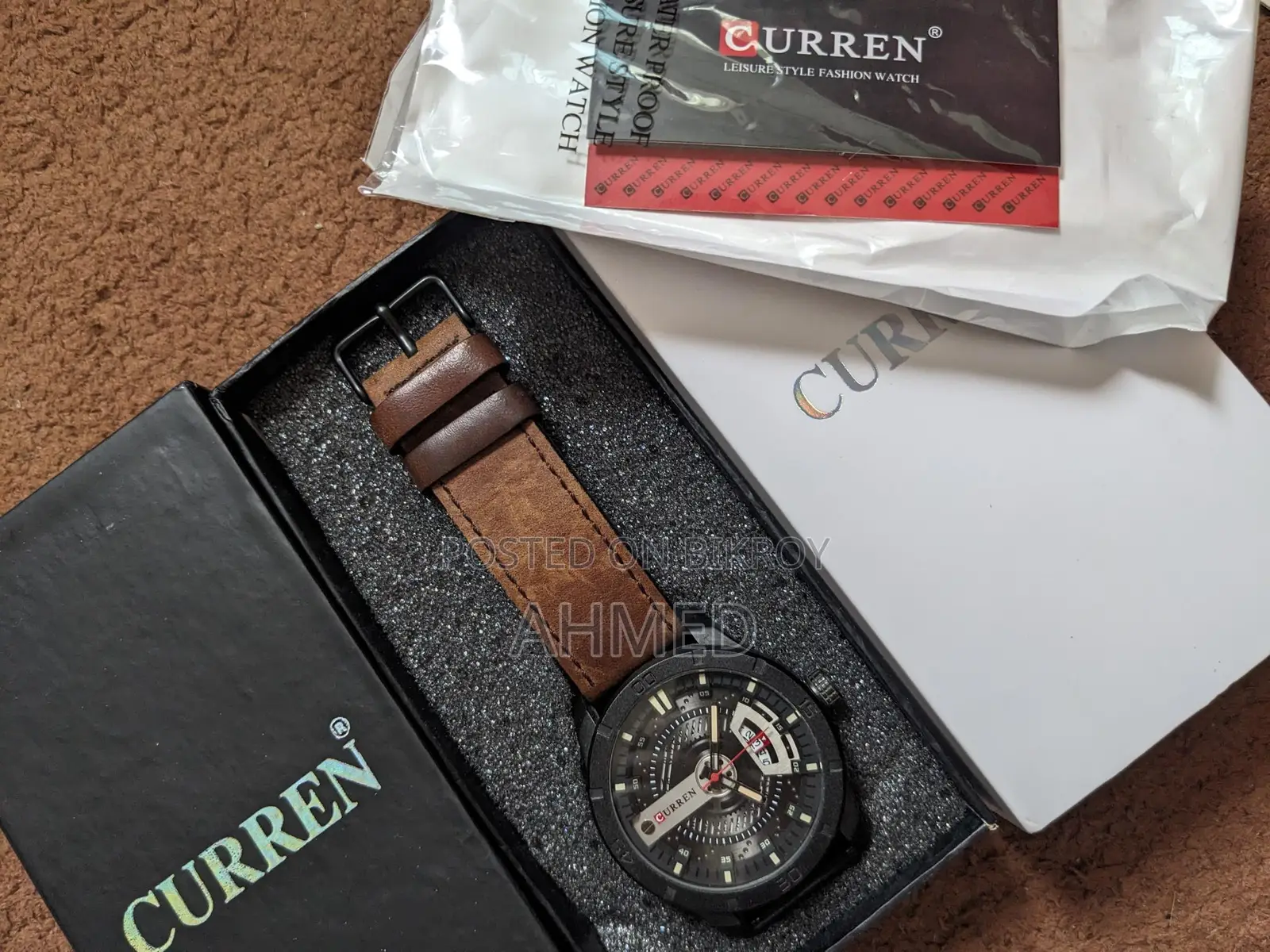 Curren 8301-Chocolate Leather Analog Watch for Men