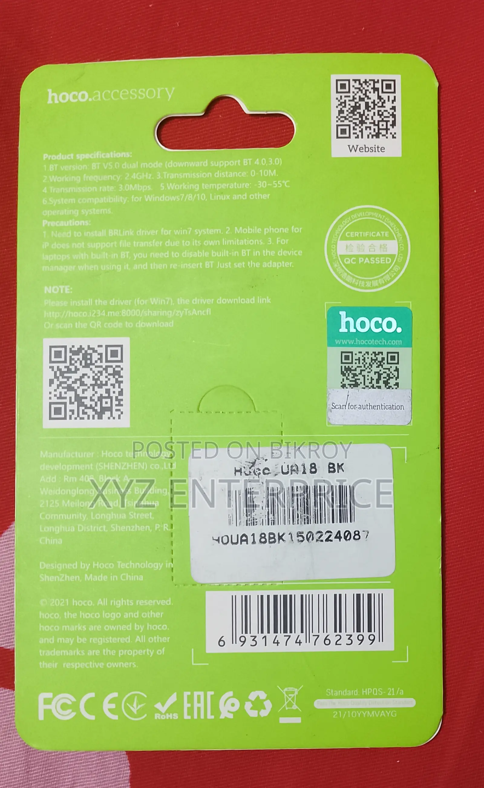 HOCO USB BLUETOOTH Adapter. Brand New Buy from Star tech