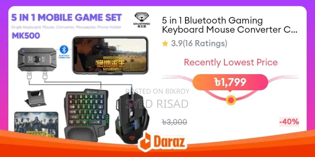 Keyboard mouse gaming combo