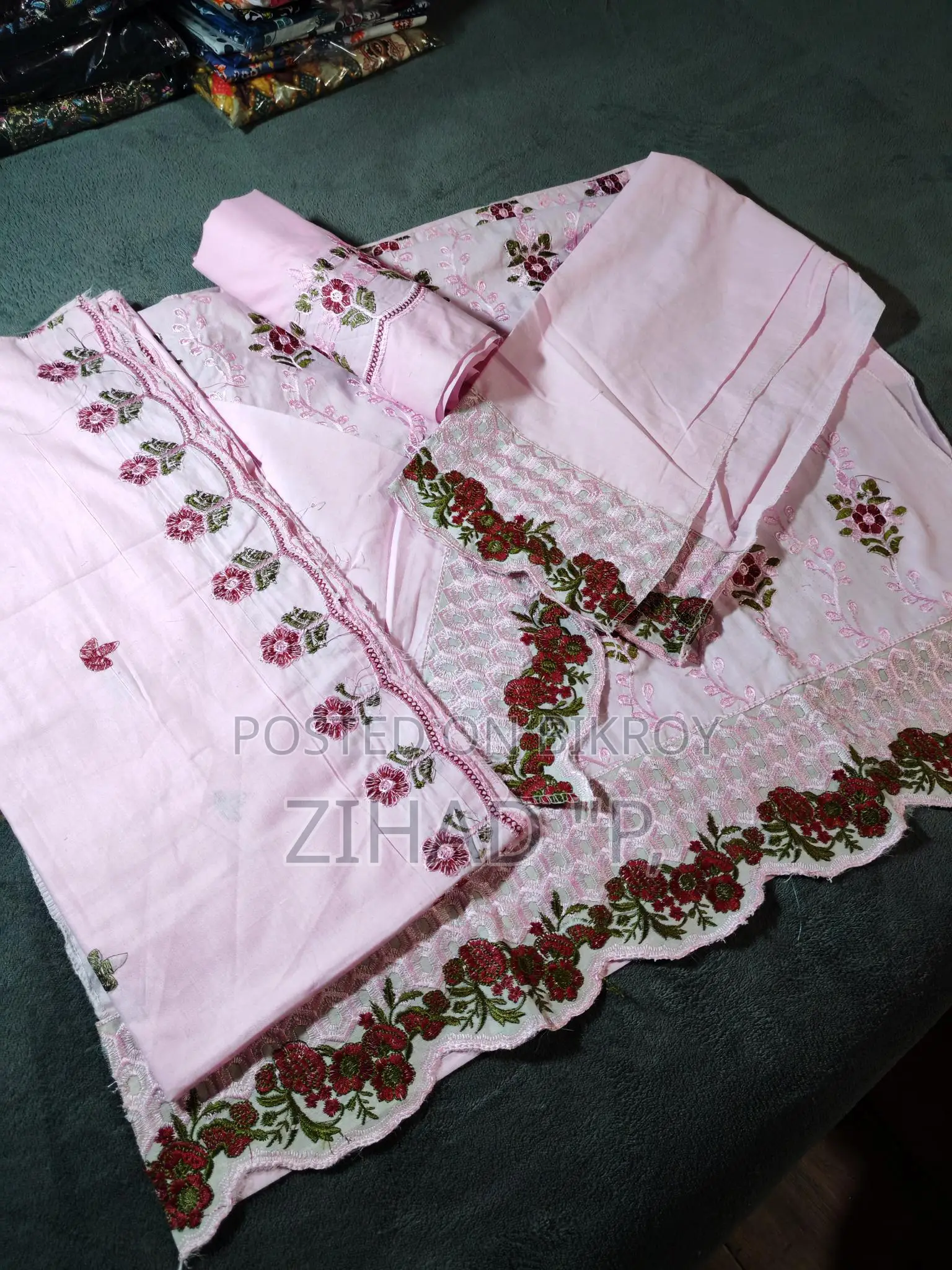 Cotton Embroidered Three-Piece Set