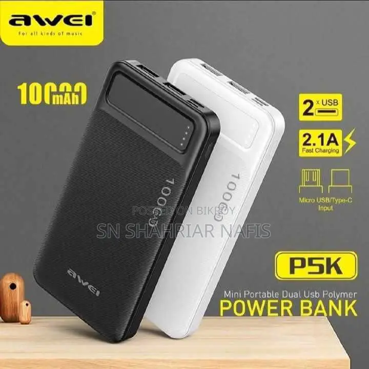 Awei P5K 10000mAh Dual USB Port Power Bank