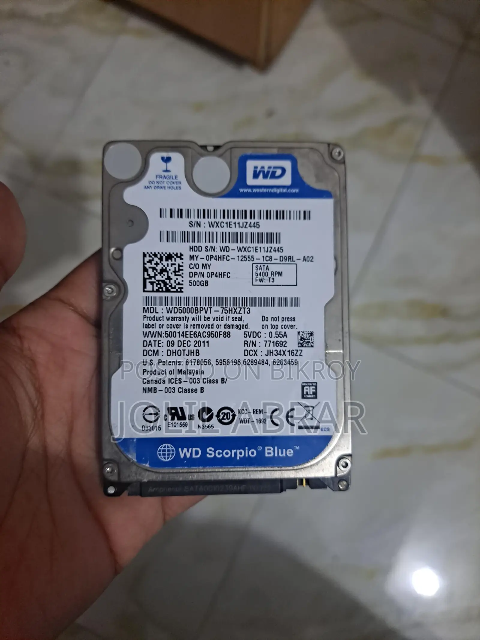 WD Scorpio Blue 500GB 2.5-inch Laptop Hard Disk Drive