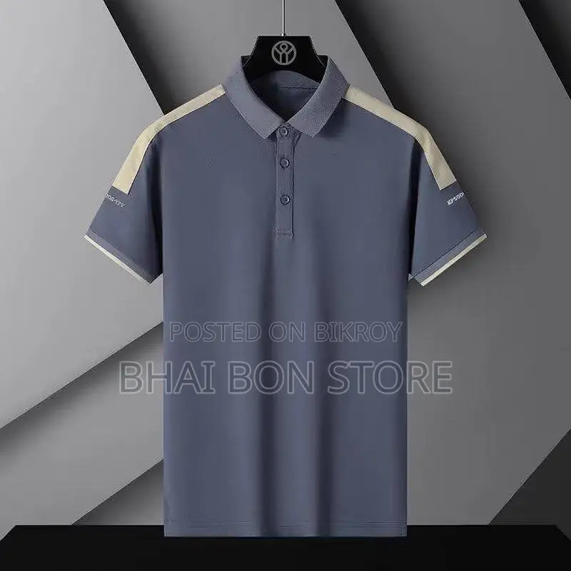 Summer New Solid Color Polo Shirt for Men Loose Short-sleeved