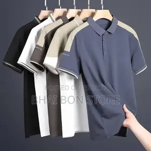 Summer New Solid Color Polo Shirt for Men Loose Short-sleeved