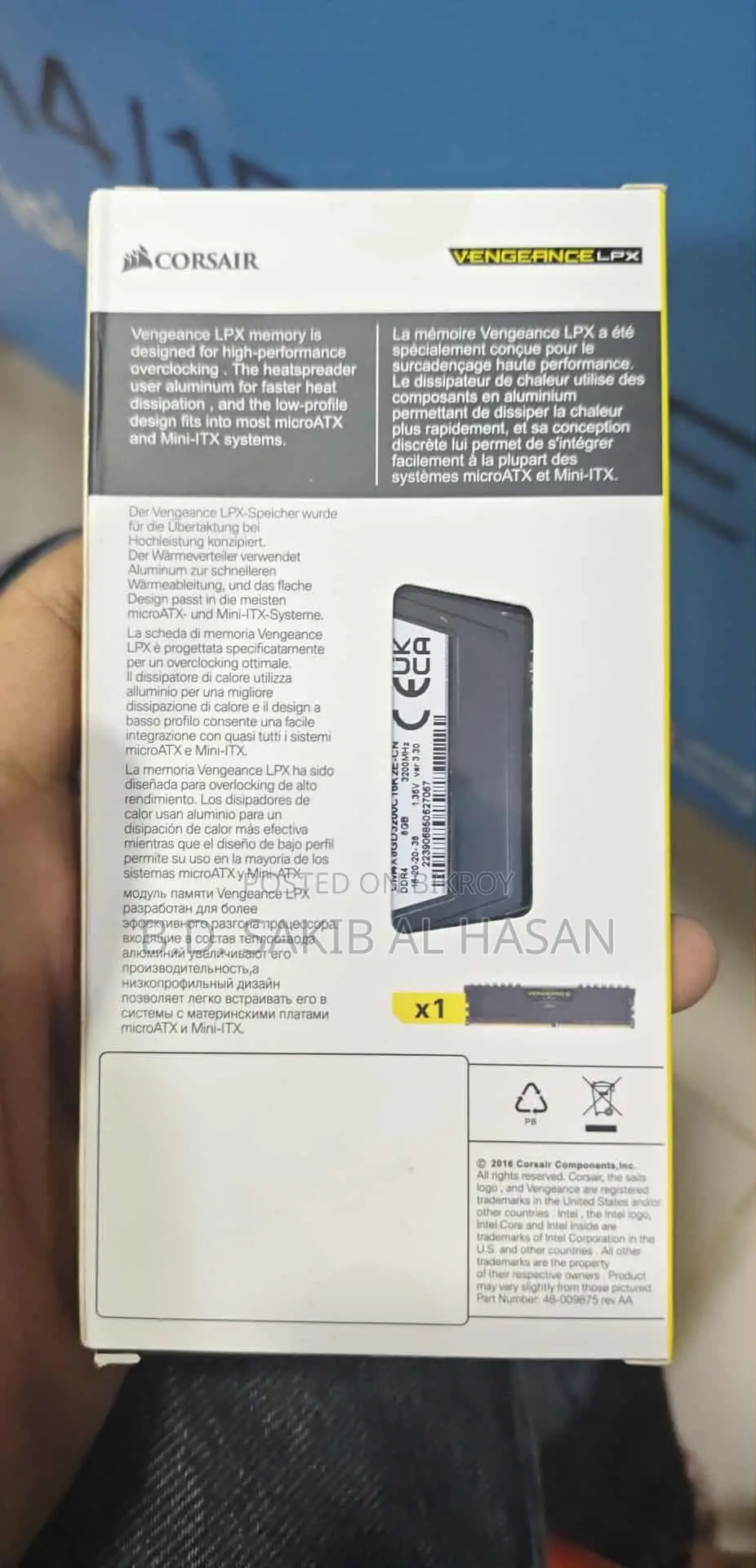 Corsair Vengeance Lpx DDR4 1x8GB RAM