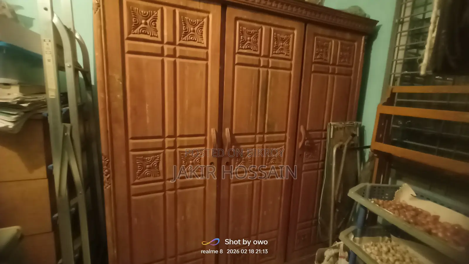 3-Door Teak Wood Almirah