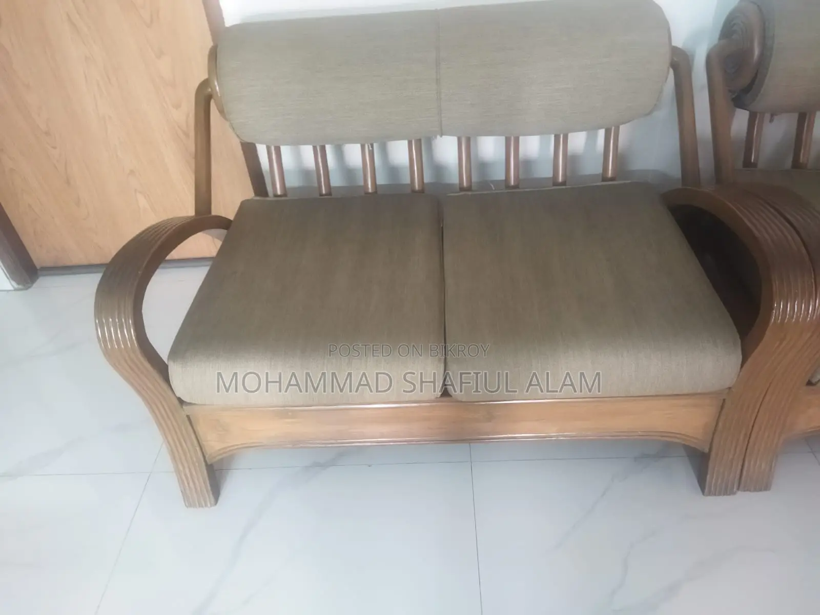 Teak wood sofa. 2+2+1 seats.