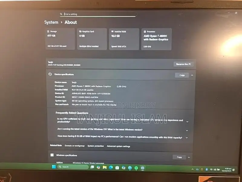 The ASUS TUF A15 Laptop