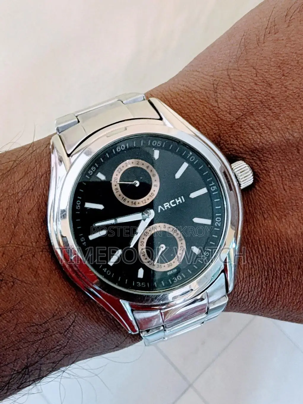 ARCHI Steel Watch 100% Genuine Chrono machine