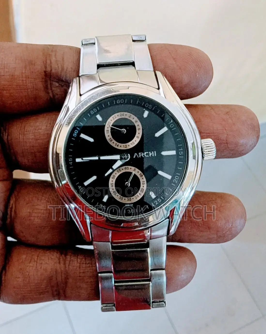 ARCHI Steel Watch 100% Genuine Chrono machine