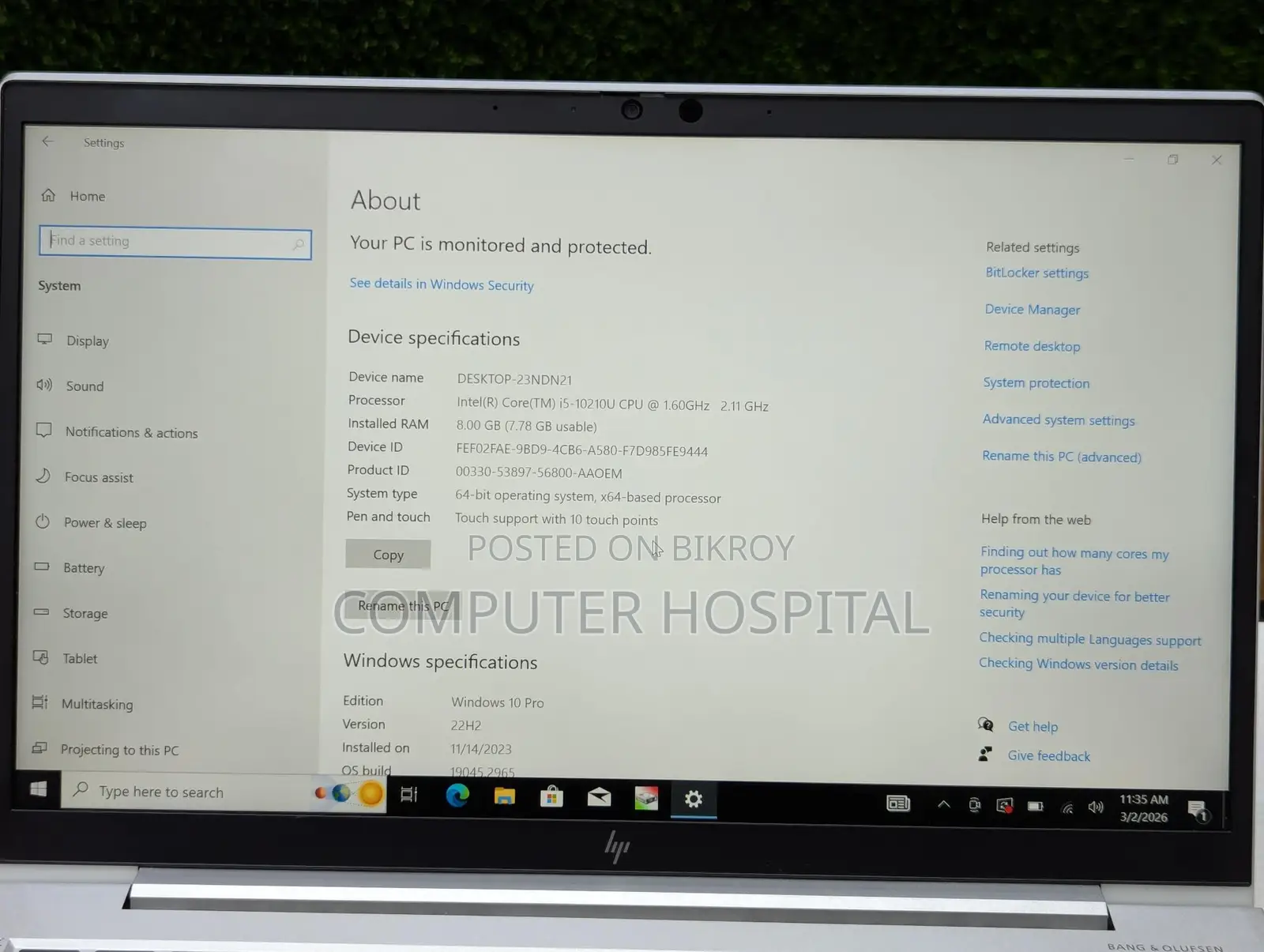 Eid Offer_HP ELITEBOOK 840 G7 | CORE i5 10Th Gen RAM~8GB SSD~256GB