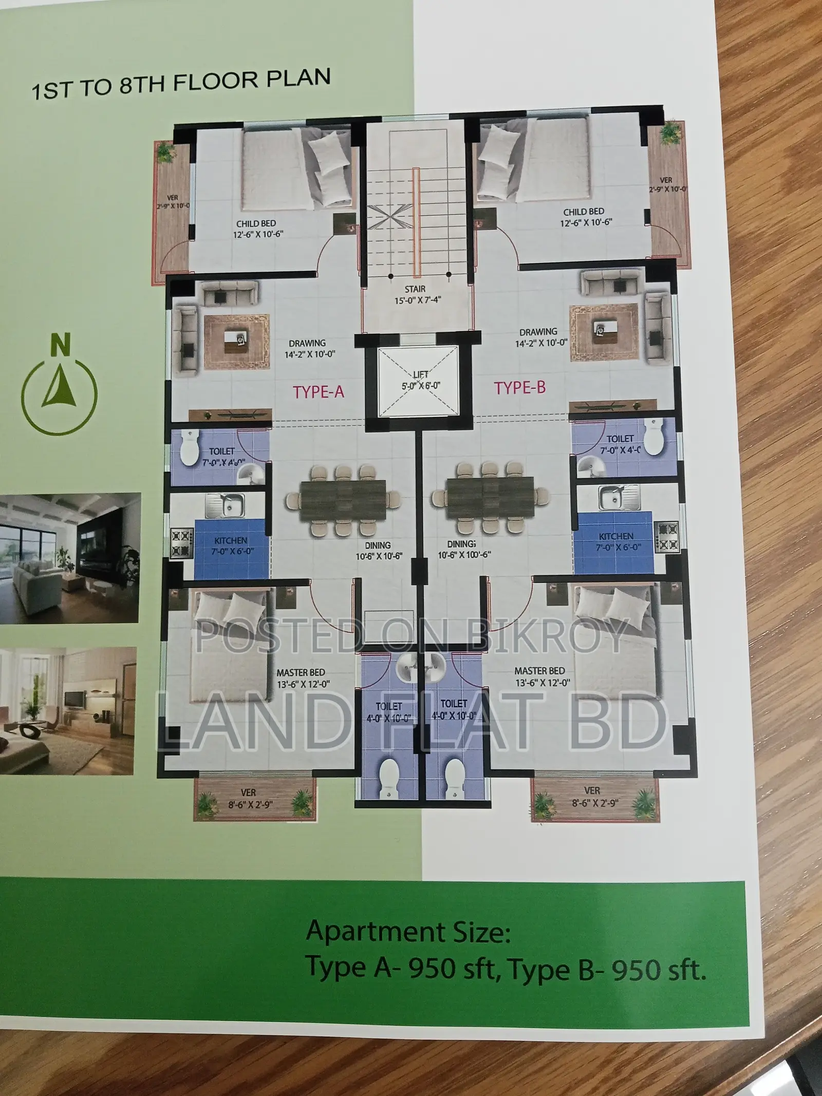 ON GOING FLAT SHARE @ FOR SALE 962 SFT SOUTH FACING