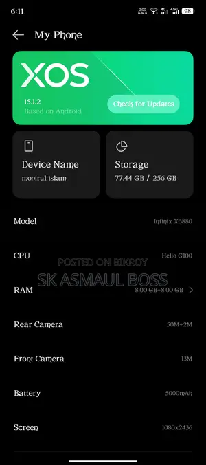 Infinix Hot 50 Pro+ . (Used)