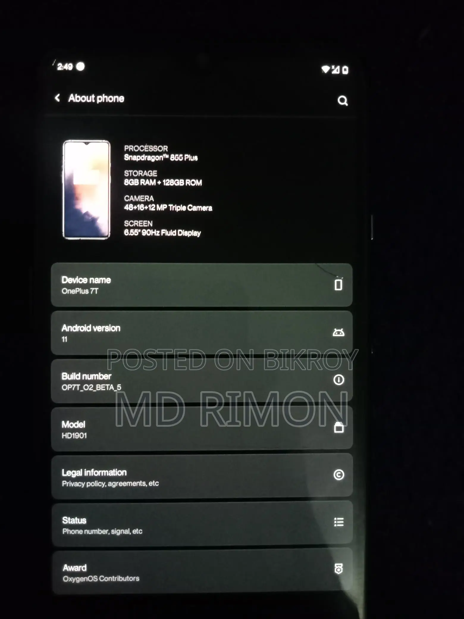 OnePlus 7T 8-128 (Used)