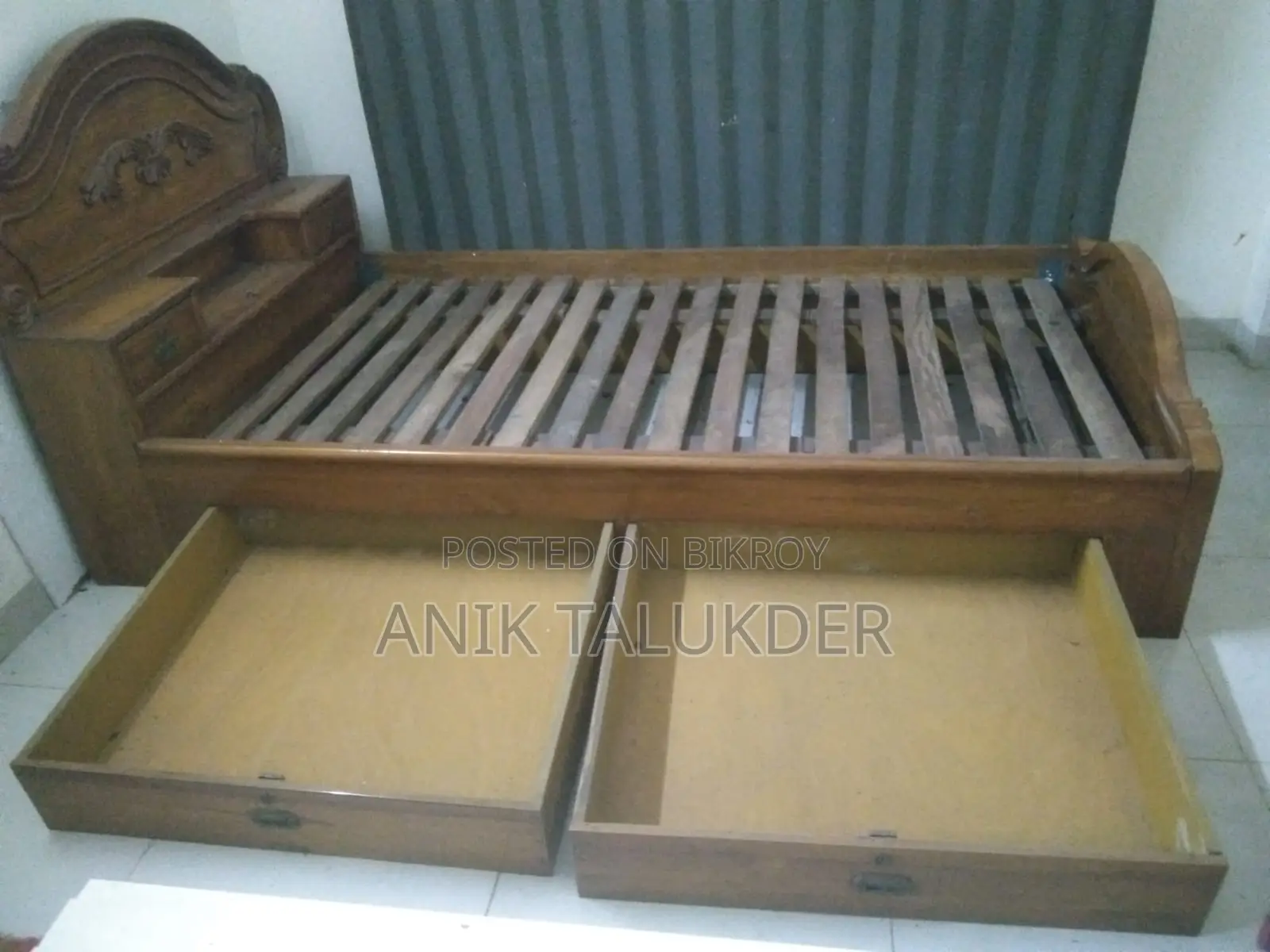 ড্রয়ারসহ পিওর সেগুন কাঠের লাক্সারি বক্স বেড(৭'৬ X ৪'৬)- সুপার কন্ডিশন!