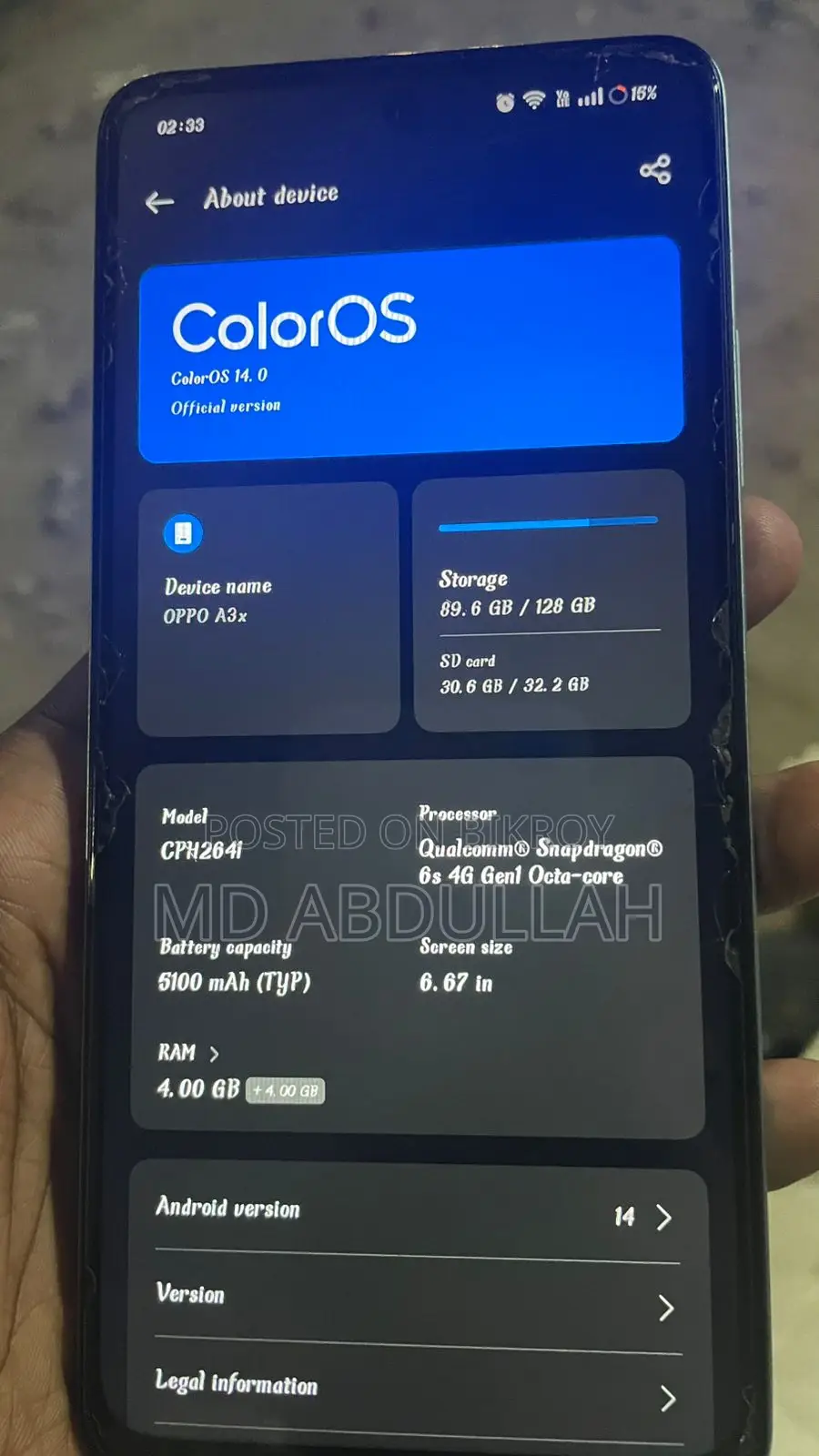 OPPO A3x 4/128 (Used)