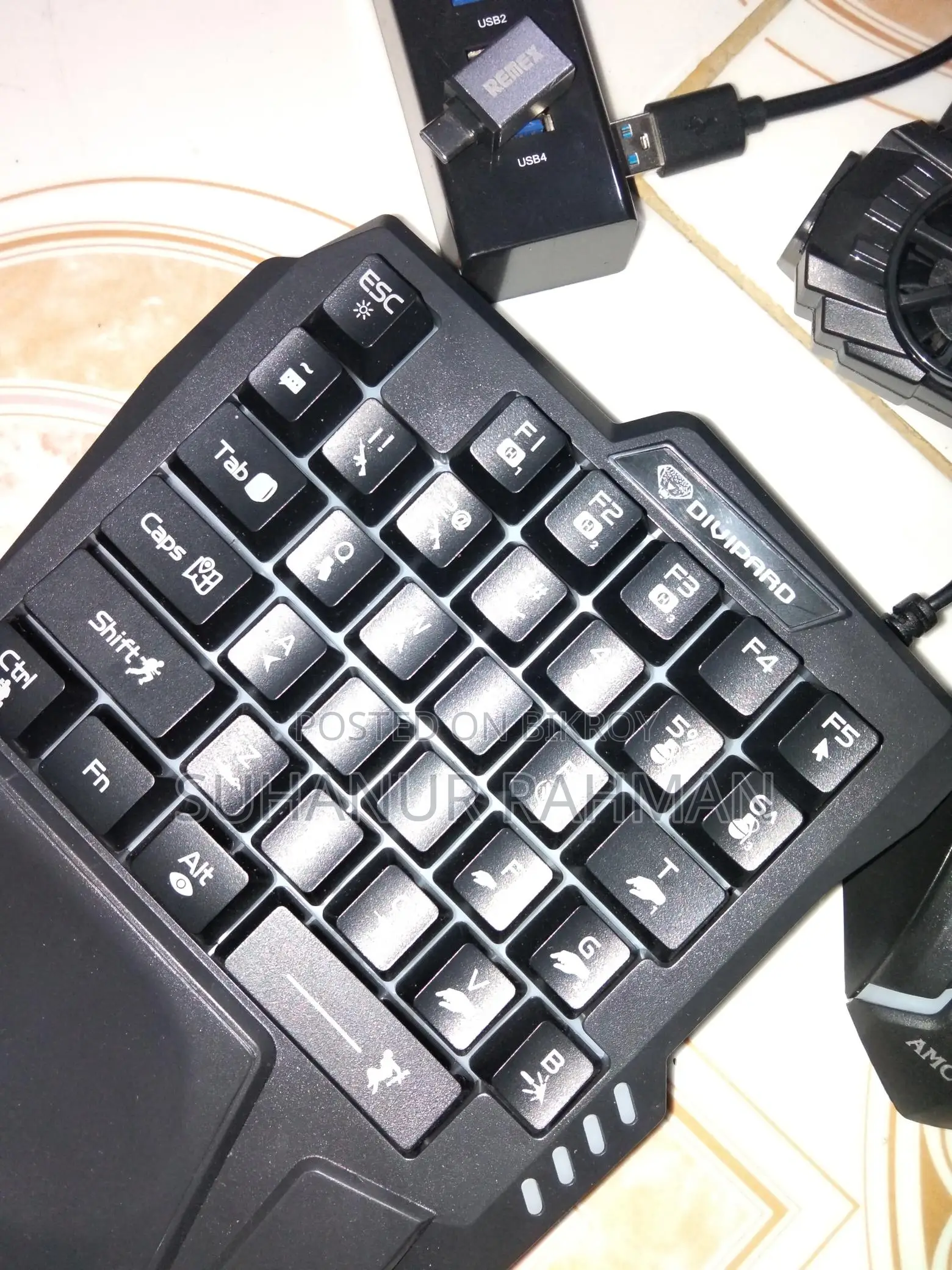 gaming keyboard and mouse+cooling fan