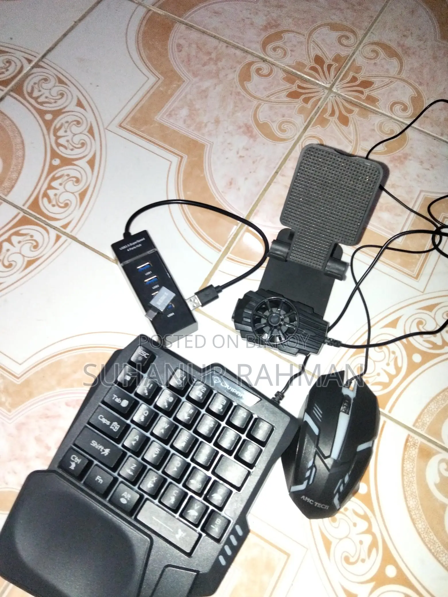 gaming keyboard and mouse+cooling fan