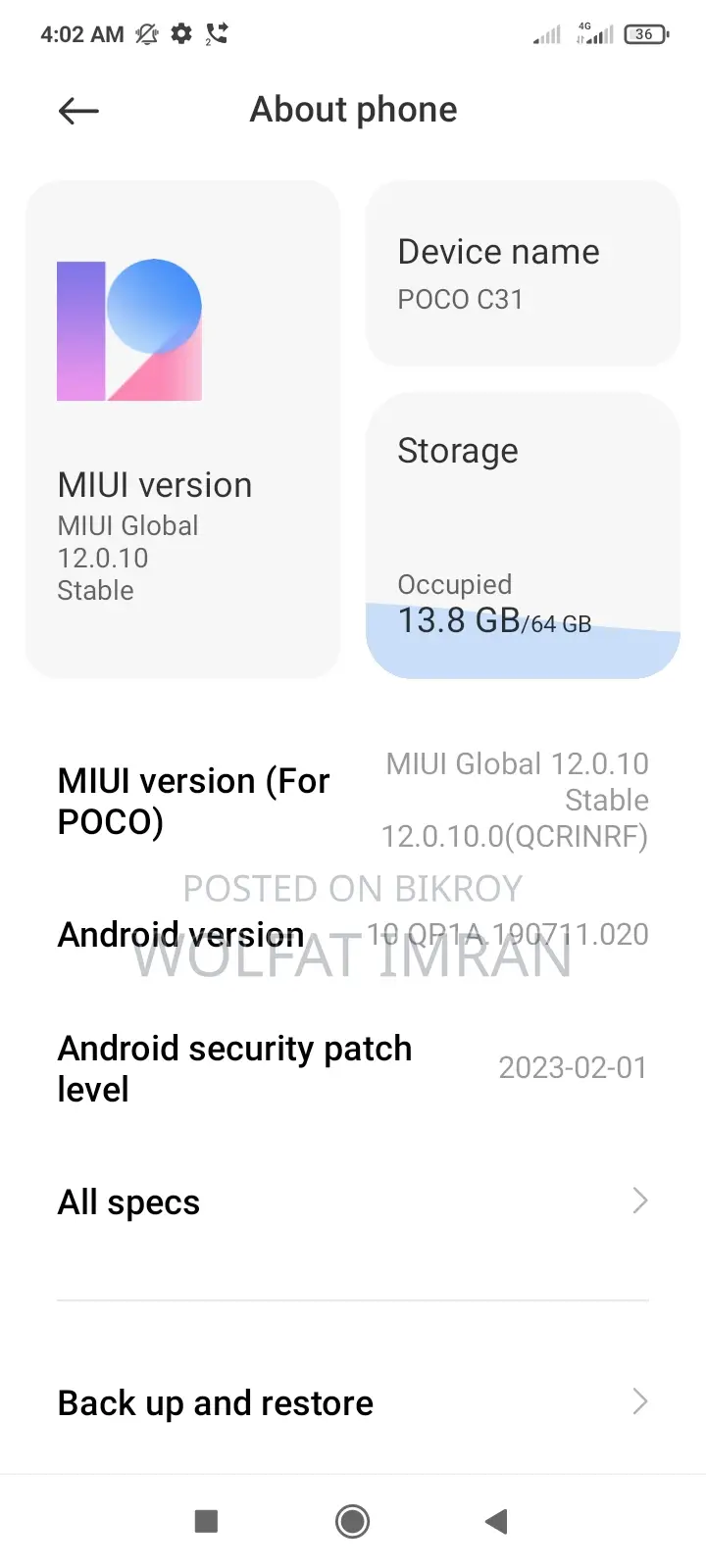 Xiaomi Poco C31 (Used)