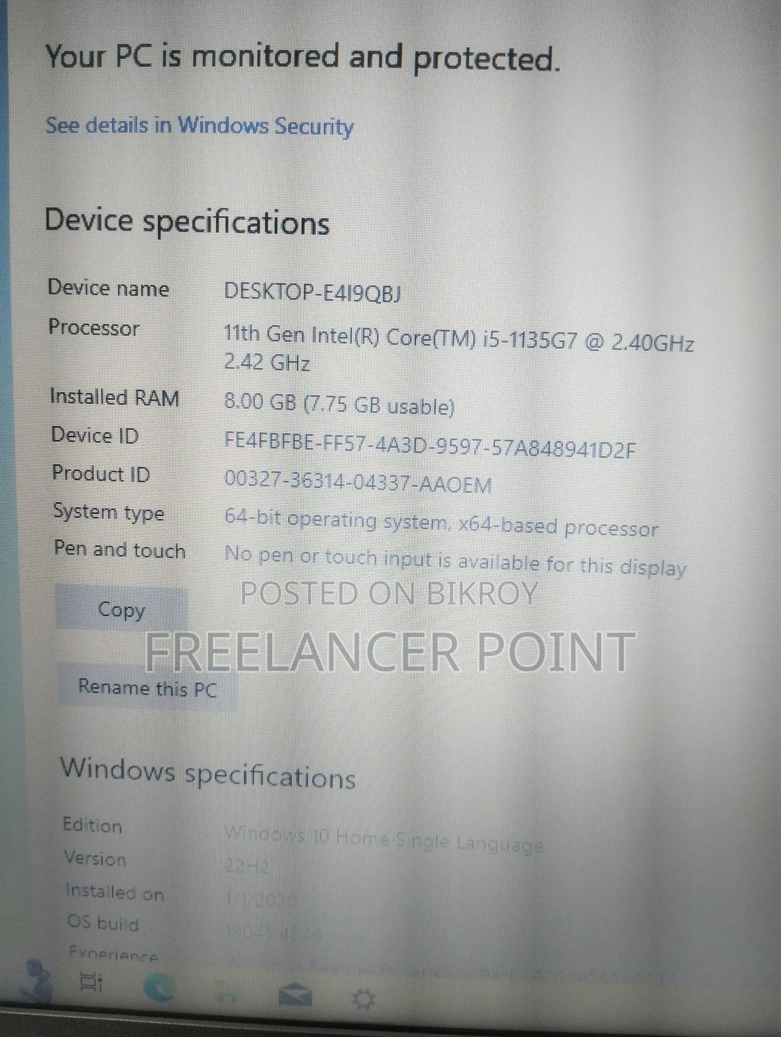 HP Laptop 11 GEN 512 SSD 8 GB RAM For Sell