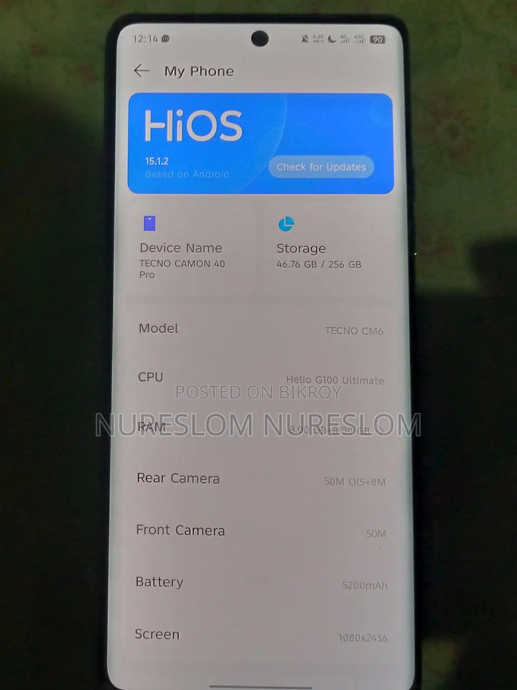 Tecno Camon 40 Pro 8+8/256 (Used)