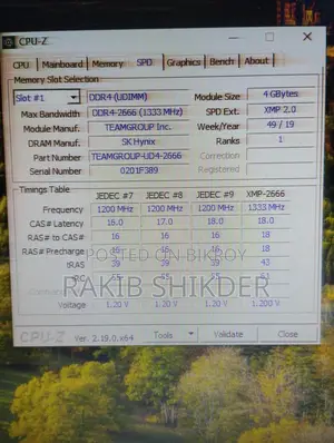 T Force Vulcan DDR4 4GB 2666mhz