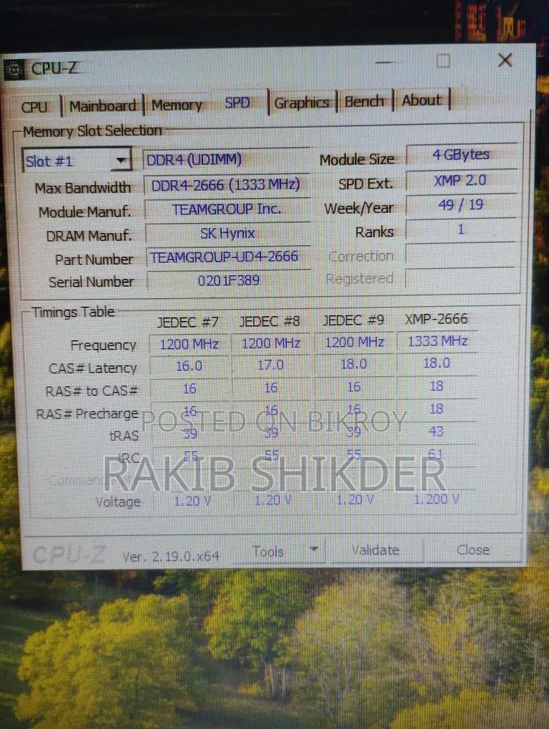 T Force Vulcan DDR4 4GB 2666mhz