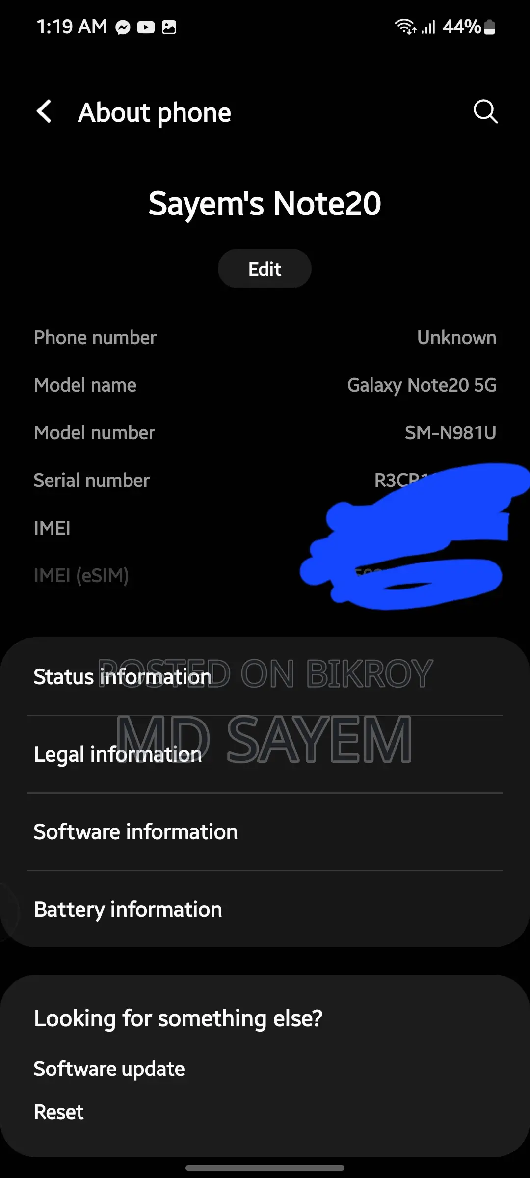 Samsung Galaxy Note 20 8/128 (USA Varient) (Used)