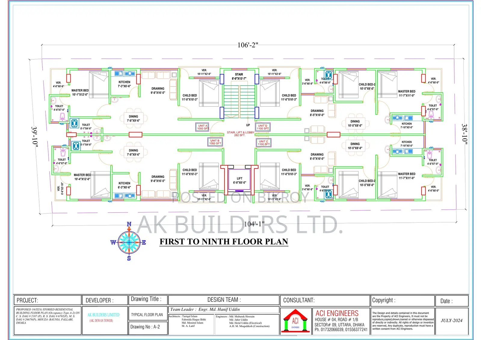 Stunning 1000 sqft Flat on the 4th Floor of a Corner Plot Facing the Road @ Pallabi!!!