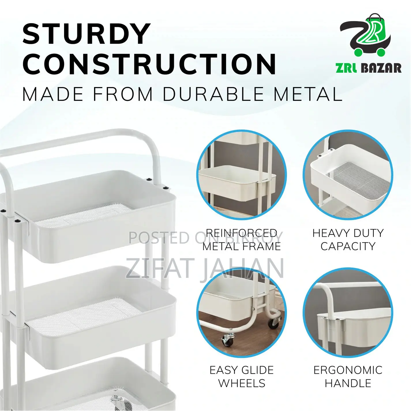 3 Layer Multi Use Trolley Rack Kitchen Cabinet