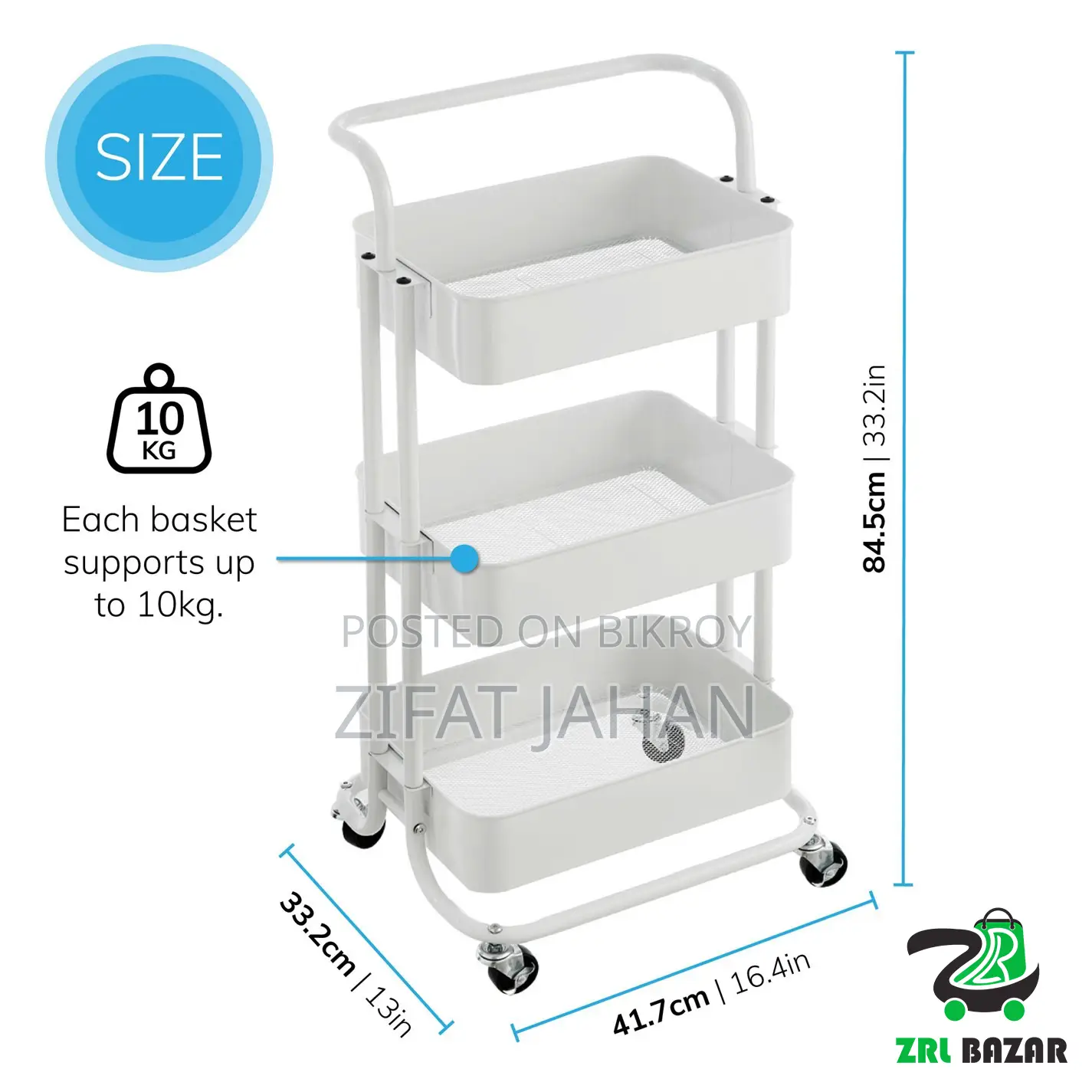 3 Layer Multi Use Trolley Rack Kitchen Cabinet