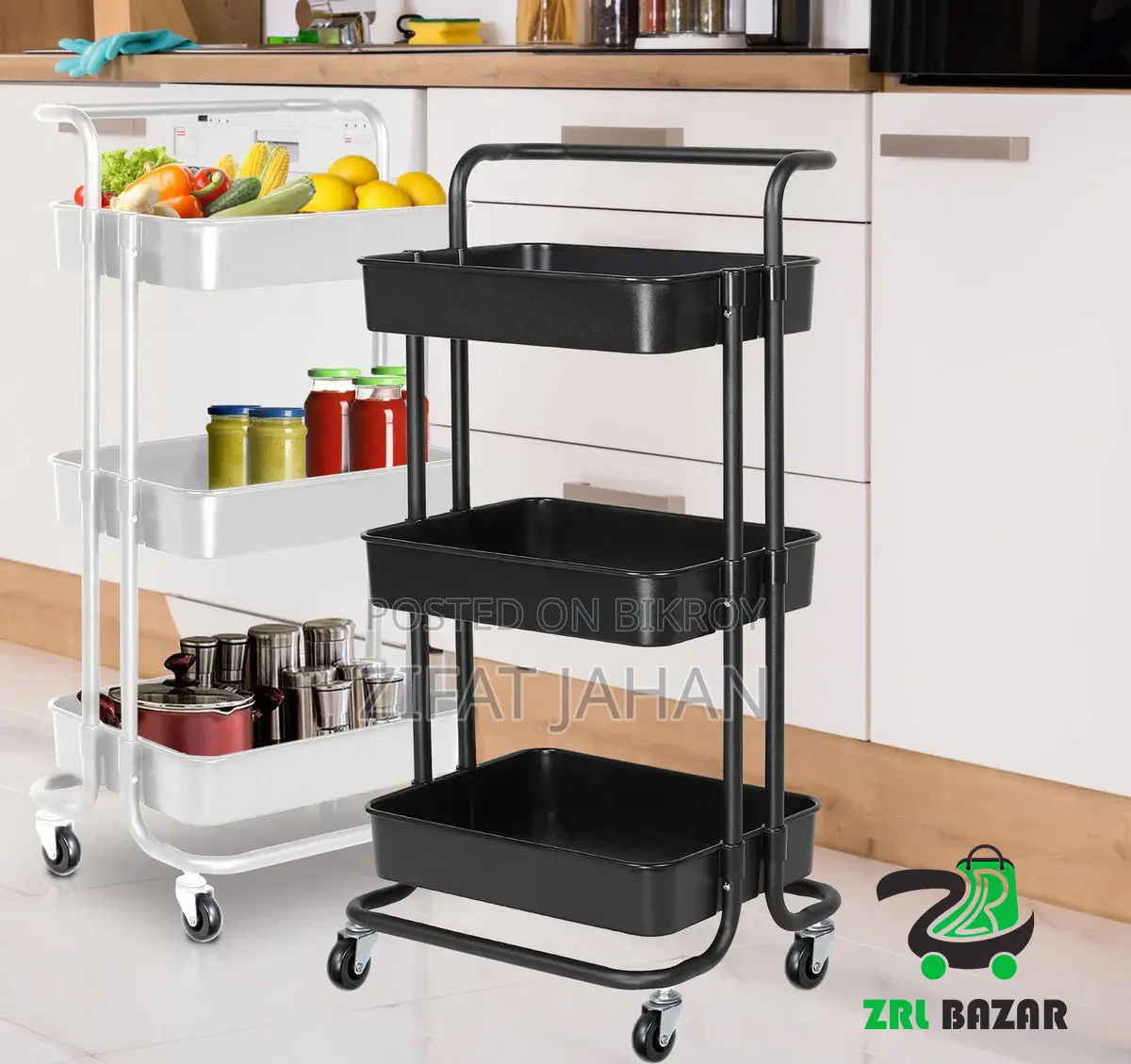 3 Layer Multi Use Trolley Rack Kitchen Cabinet