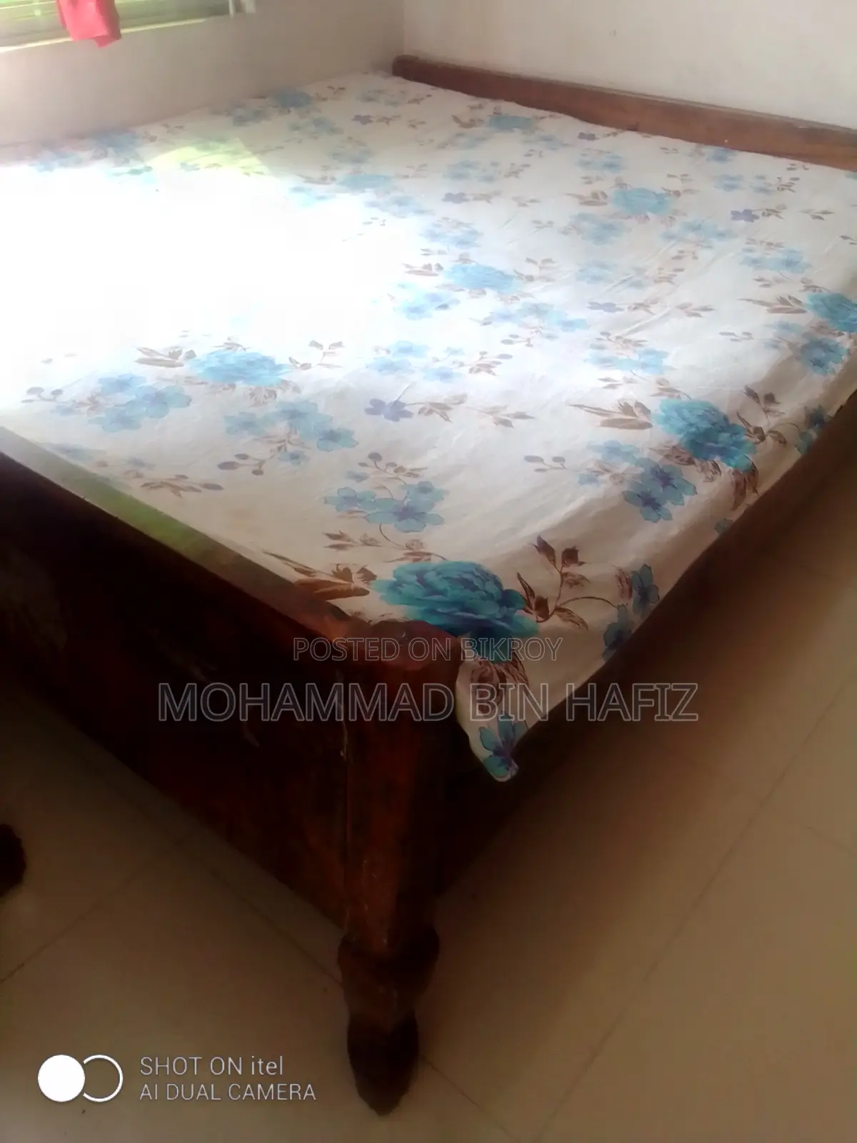 Wooden Bed with Mattress for Sale