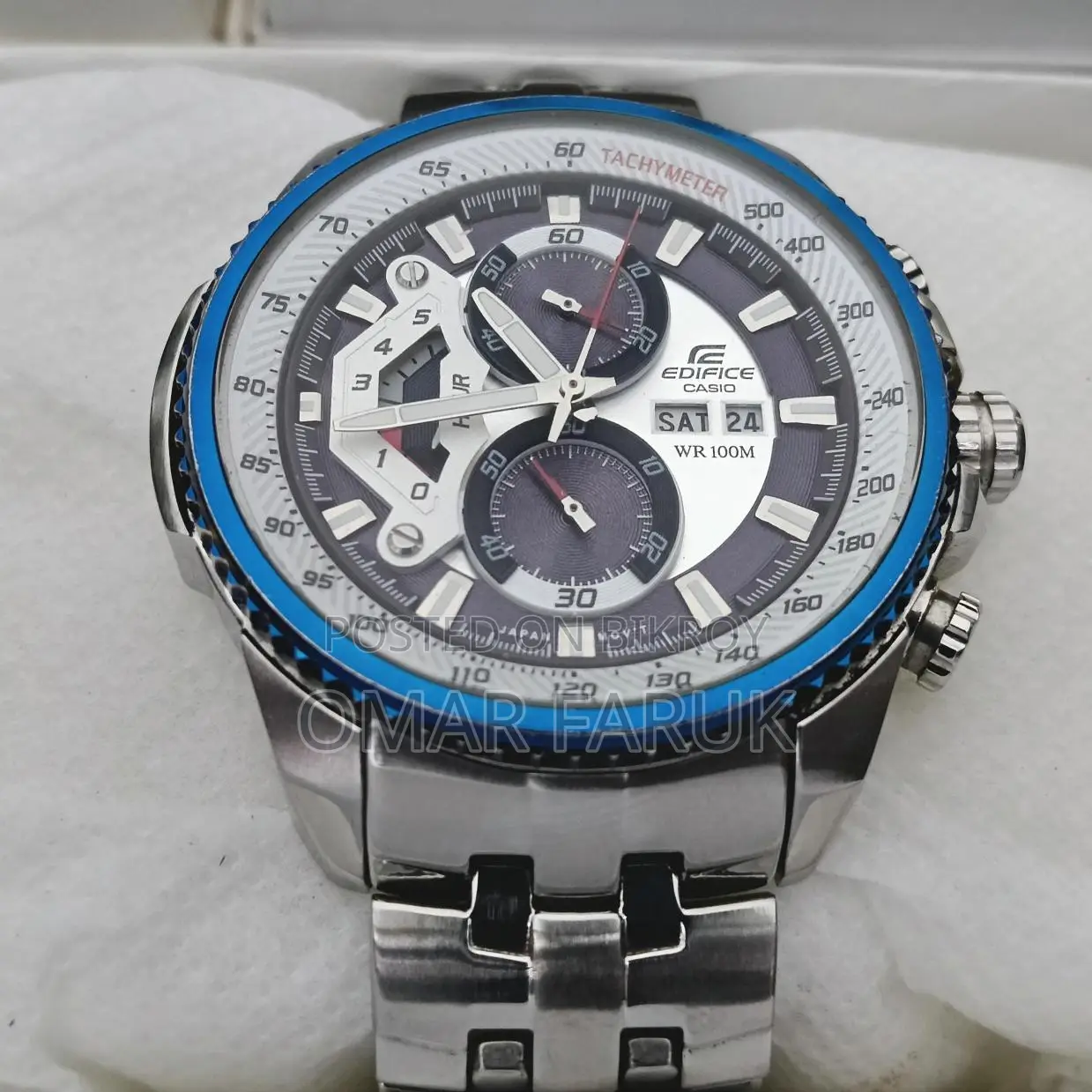 Casio Edifice Chronograph Watch for Men – Stainless Steel, Tachymeter