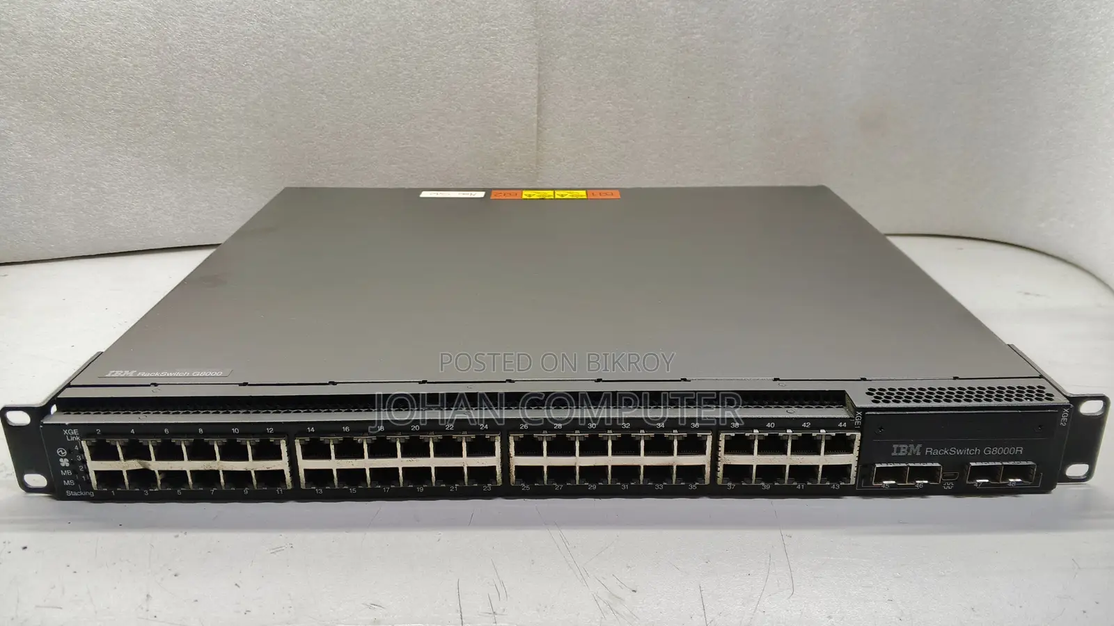 IBM 48-port enterprise switch: 44 × 1 GbE RJ-45 ports and 4 SFP
