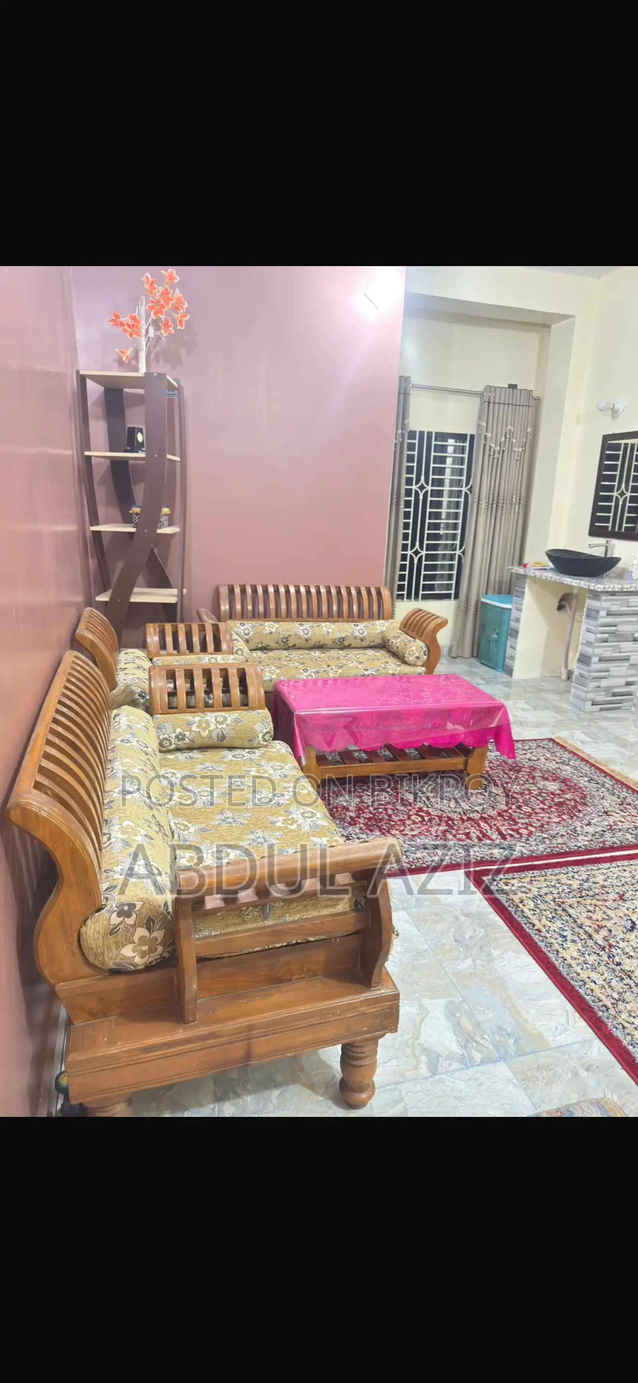 5-Year-Old Teak Wood Sofa Set for Sale. Includes Center Table