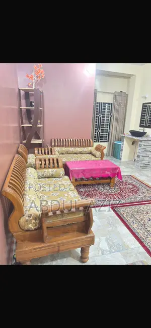 5-Year-Old Teak Wood Sofa Set for Sale. Includes Center Table