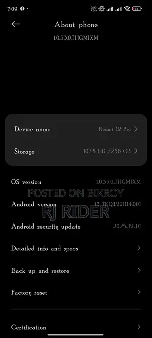Xiaomi Redmi Note 12 Pro ফুল ফ্রেশ আছে (Used)