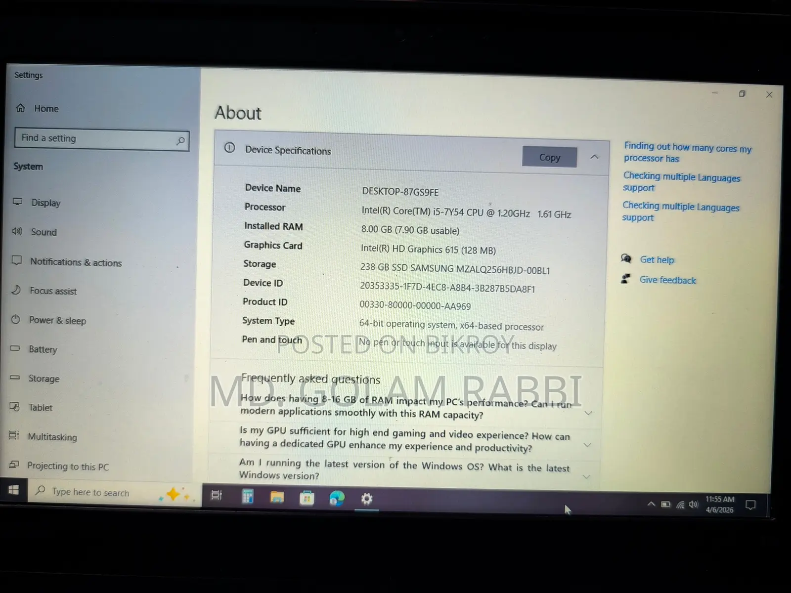 Lenovo Thinkpad 11E i5 7th Gen 8/256GB