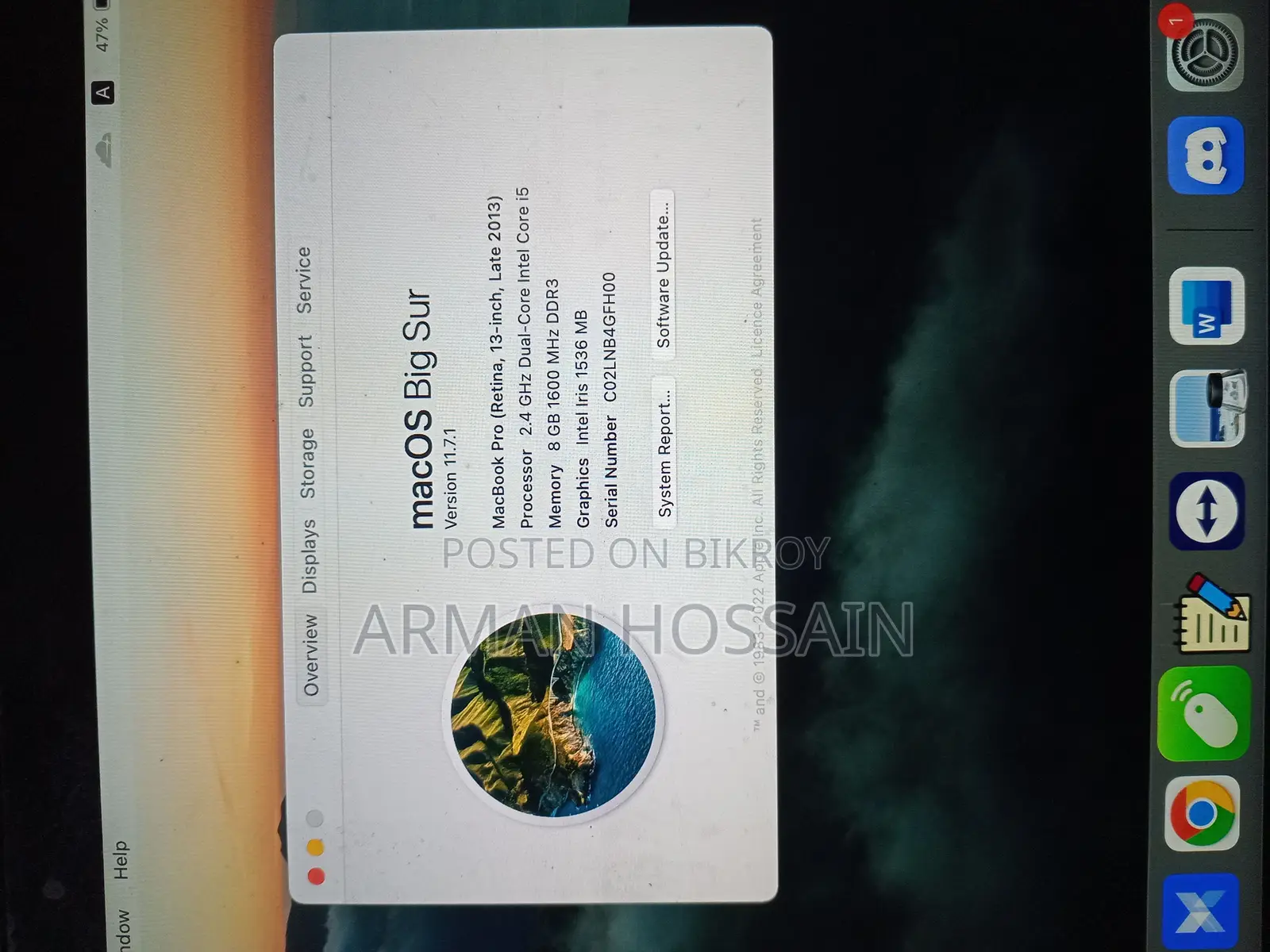 Macbook Pro Late 13 for sale
