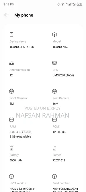 Tecno Spark 10 . (Used)