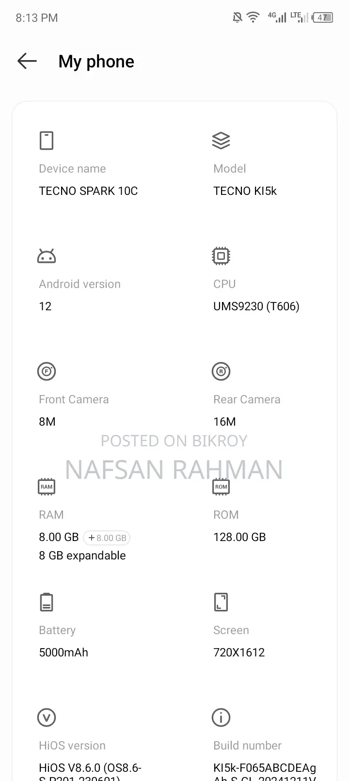 Tecno Spark 10 (Used)