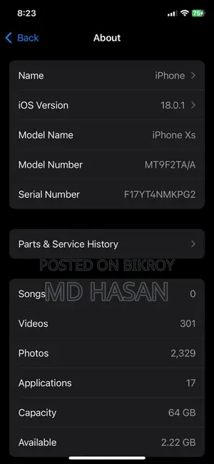 Apple iPhone XS 4//63 (Used)